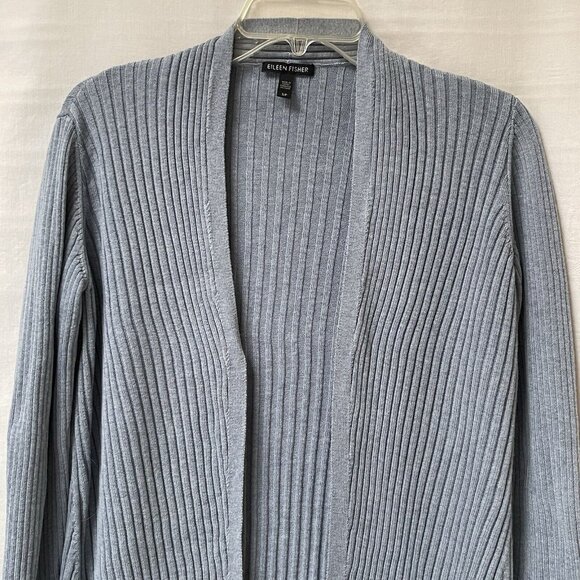 Eileen Fisher Open Front Cardigan Sweater Womens Small Organic Cotton SIlk Knit - Picture 2 of 8